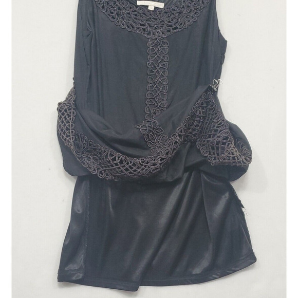 Lucy Paris Short Dress Silk Blend Lace Trim Sleeveless Women S Black Whimsigoth - Picture 8 of 12